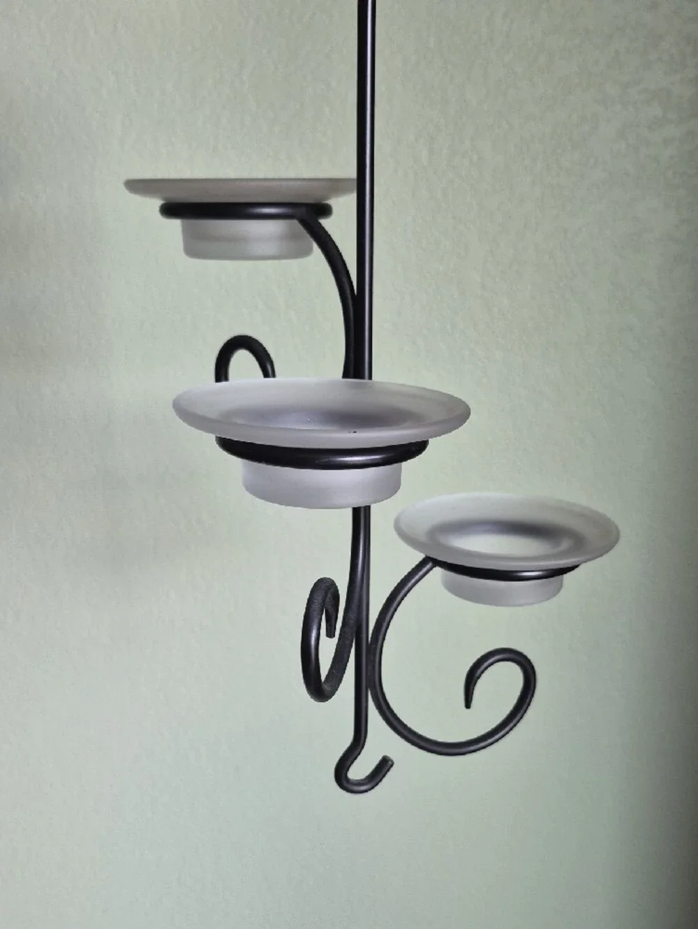 Black Metal Decorative Candle Holder Stand with Frosted Glass Tea Light Dishes